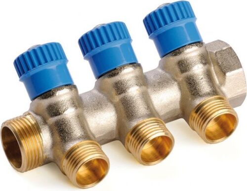 Kollektor GF vk 3/4"-4x1/2" ventiilidega sinine